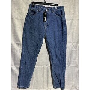 Boohoo Basics High Waisted Mom Jeans Dark Washed Indigo 12 Size 8 NWT Chic prep